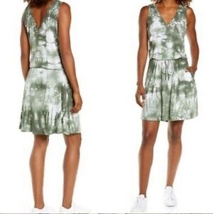 Sweaty Betty Take it Easy Tie Dye Sleeveless V neck Dress Green XS